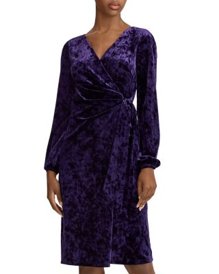 Ralph Lauren Velvet Faux-Wrap Dress ...